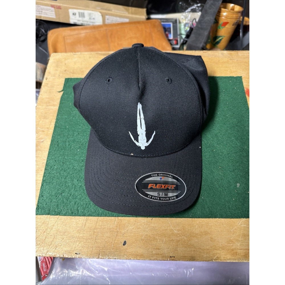AllSaints Ramskull Flexfit‎ Baseball Cap Black White Embroidered S/M New
